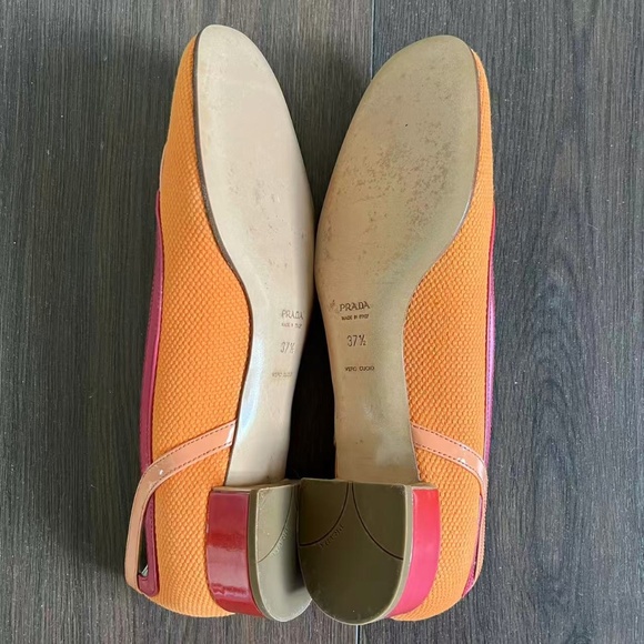 Prada Pink Orange Pumps Flats Vero Cuoio Size 7.5/37.5 - Picture 5 of 7